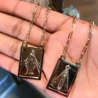 Detalhes do produto escapulário chapa grande  nossa senhora aparecida e jesus